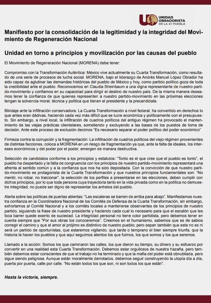 DavidMendezPue's tweet photo. El Principal actor político de la #CuartaTransformación ha sido, es y seguirá siendo El Pueblo de México 🇲🇽.
Para lograr el “Plan C” en #Puebla es fundamental q se siga sintiendo identificado y congruentemente representado por una #AgendaProgresista y por quienes abanderen a la #4T.
Como dice el Presidente @lopezobrador_: “El Pueblo no es tonto, tonto es el q piensa q el Pueblo es tonto”.