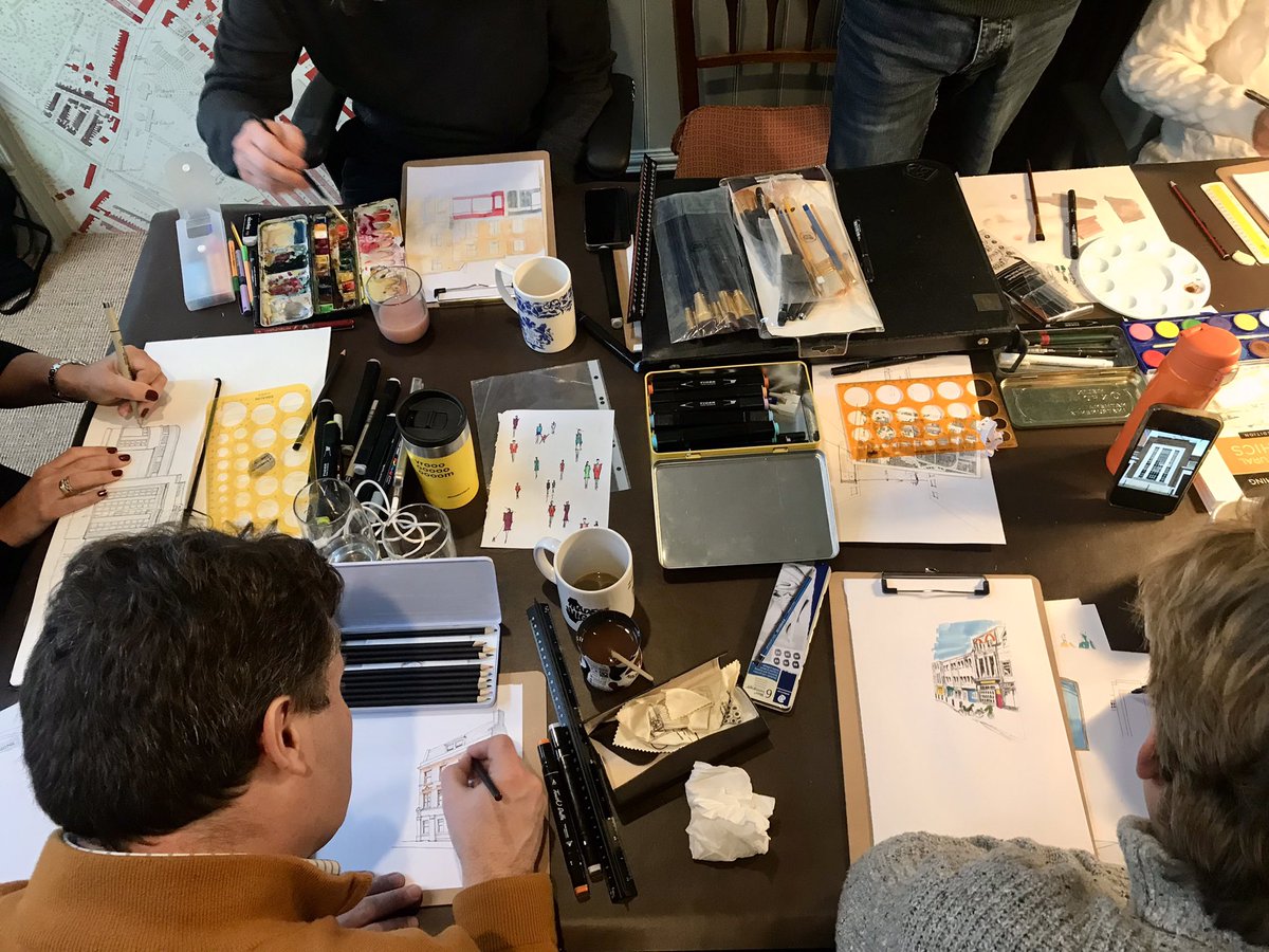 createstreets's tweet photo. And what lovely drawings and paintings emerge from a day’s talking, teaching, walking & sketching on the @CreateStreetsFN #DareToDraw course with @shepherdmg Thank you everyone https://t.co/0KqqHMe5rI