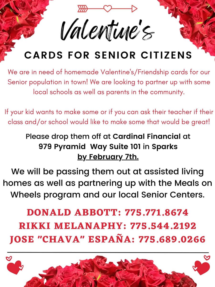 A great community initiative to make Valentine's Day cards for local Senior Citizens.  Details below.  #sharethelove #helpeachother #helpourseniors