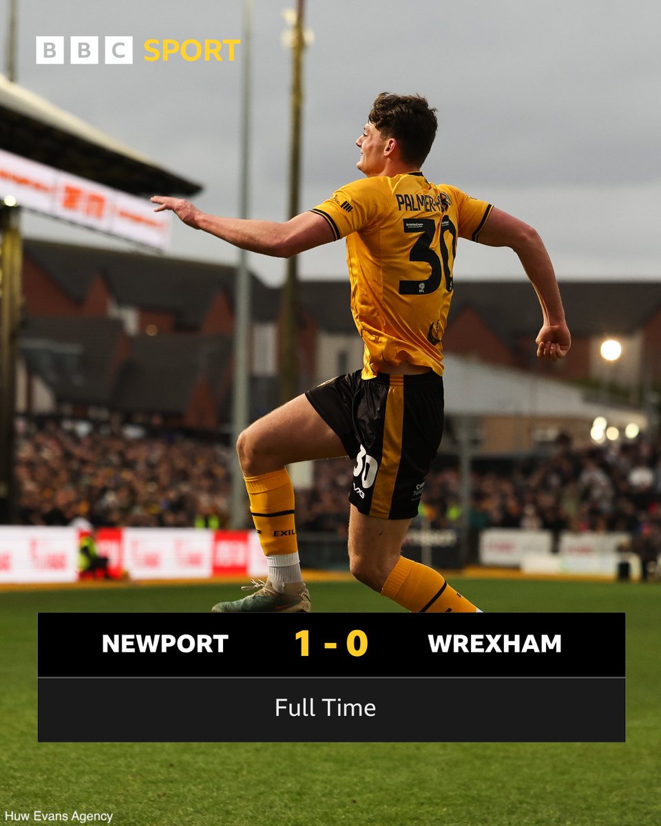 A feisty derby and the bragging rights go to Newport County! ⚽ 9,537 fans at Rodney Parade 🙌 8 yellow cards 🟡 1 red card shown 🔴 1 winner from Seb Palmer-Houlden #BBCFootball