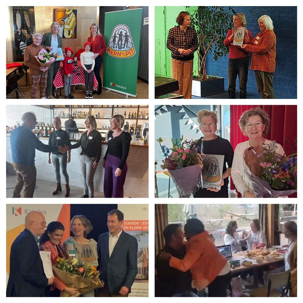 Wat een mooie #kernmetpit dag! Twaalf blije trofeewinnaars gaan door naar de finale tijdens het <a href="/Wedoenhetsamen_/">We doen het samen</a> festival en strijden daar voor de titel van beste bewonersinitiatief van Nederland. 💚 #kernmetpit #bewonersinitiatieven #krachtigebuurten #krachtigedorpen #katalys