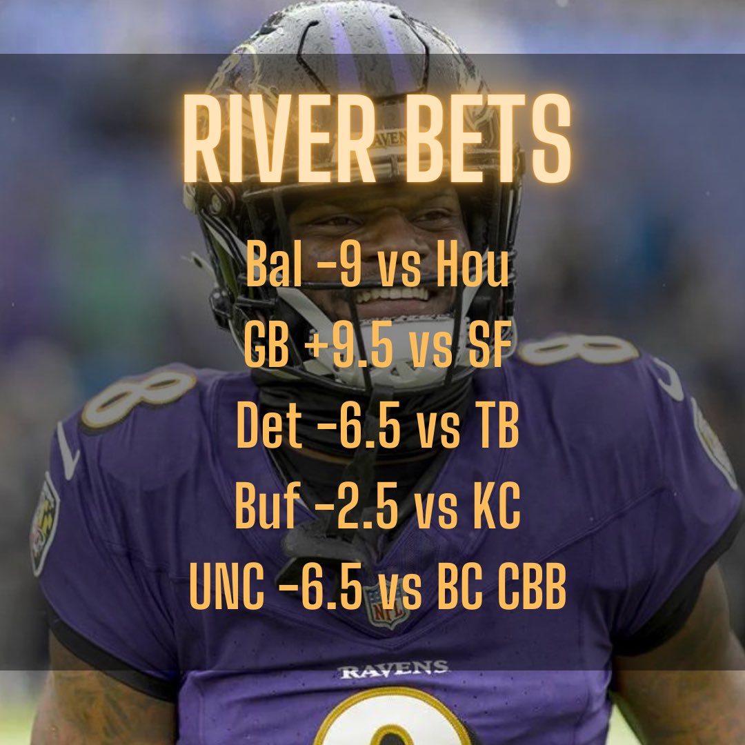 HLSbettingPod's tweet photo. Rivers week starts with the Ravens and a late switch from Houston to UNC in basketball.  How do you think his day will play out?

#RavensFlock #GoPackGo #AllGrit  #BillsMafia  #NFLPicks #sportsbettingpicks https://t.co/71ncGR8Xrf