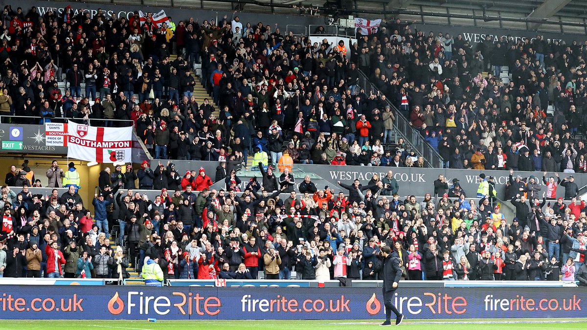 SouthamptonFC's tweet photo. We'll never be defeated with you by our side, #SaintsFC fans ❤️ https://t.co/iKZVuQKgHL
