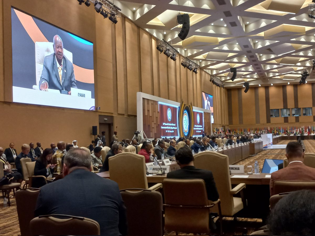 President @KagutaMuseveni advocates for more trade within the southern countries that comprise both NAM and the G77+ China. #NAMSummitUg2024 As the new NAM Chair, he was presiding over the closure of the 19th NAM Summit in Munyonyo, Kampala.