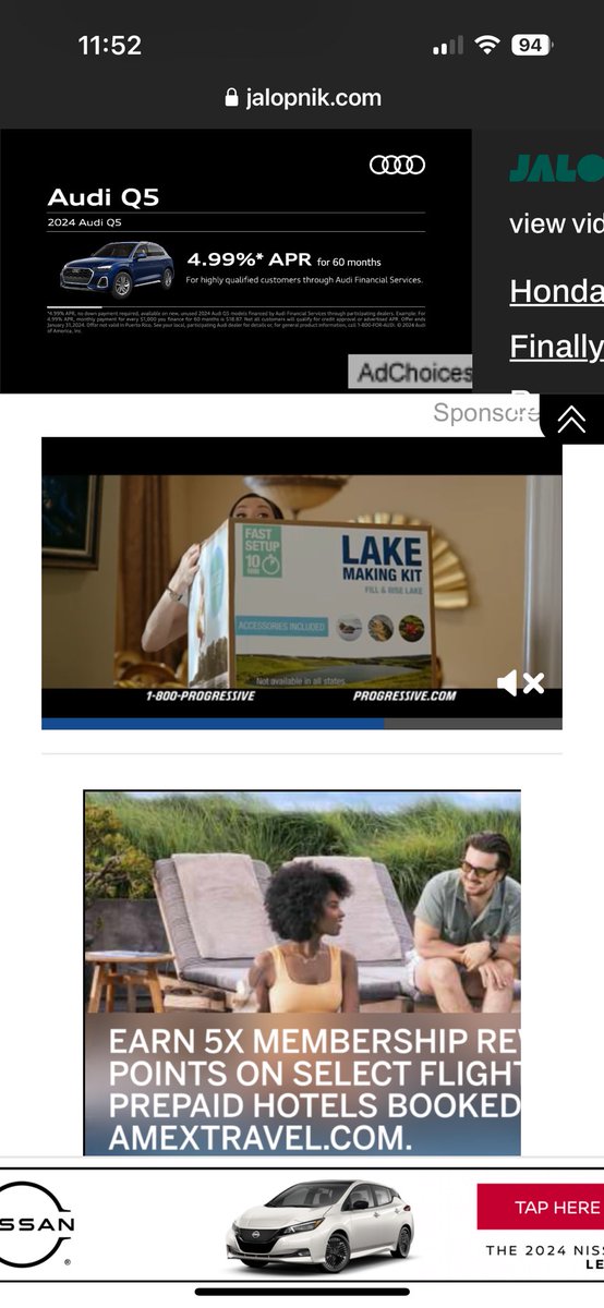 ericdc1's tweet photo. @Jalopnik I used to go to Jalopnik first thing every day. I stuck around as you crossed 50% of the screen covered in ads. You have now jumped the shark. 100% of the screen is ads with zero content. Unreal. https://t.co/qNyuJLFZ6E