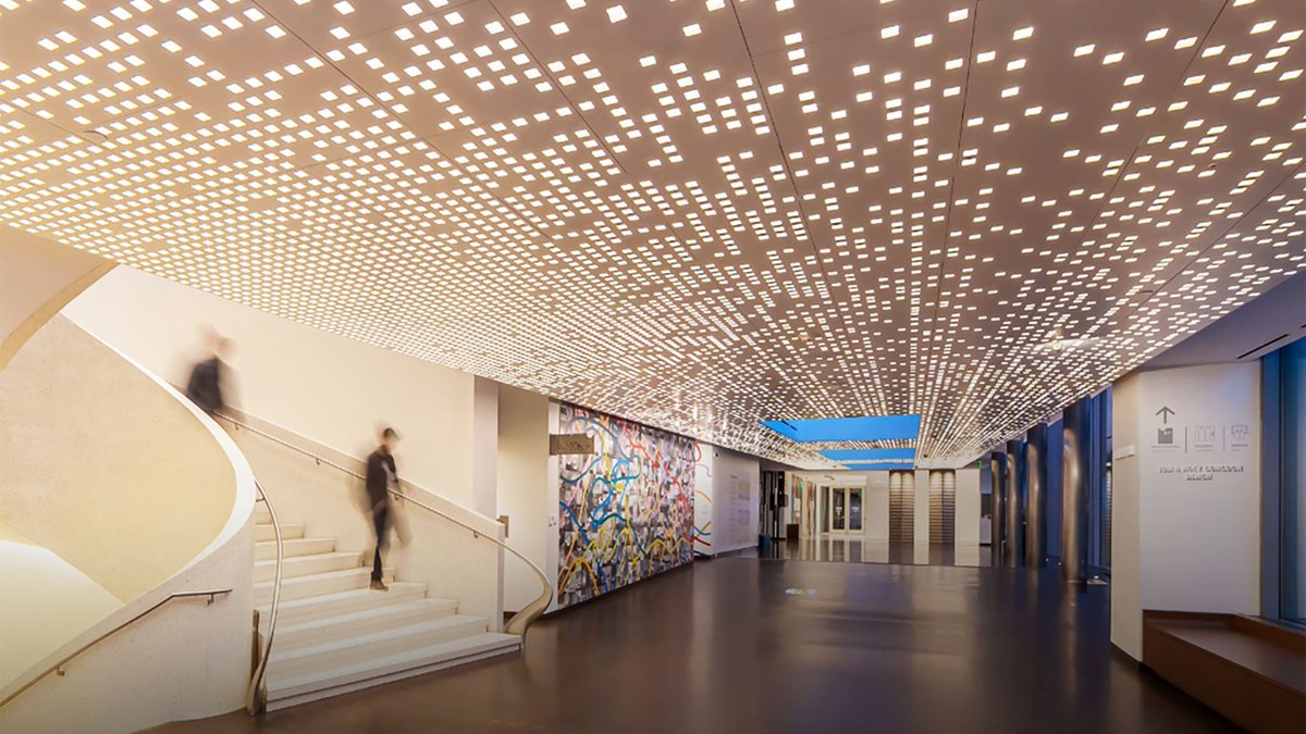 We manufactured 860 LumiGrid ceiling panels, with 11 different #ledlightpatterns, which were installed on the most frequented areas of the iconic Martin Building, for the 50th anniversary restoration of the #DenverArtMuseum! #architecturallighting #lightingdesign #ledlighting