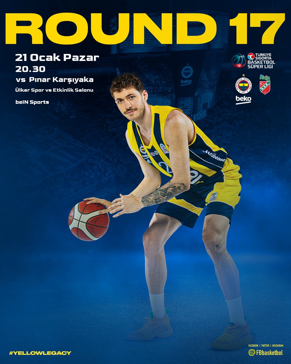 Fenerbahçe Beko, Pınar Karşıyaka’yı konuk ediyor. #YellowLegacy Maç raporu: bit.ly/3O63mjJ Biletler: bit.ly/3RYDkQL