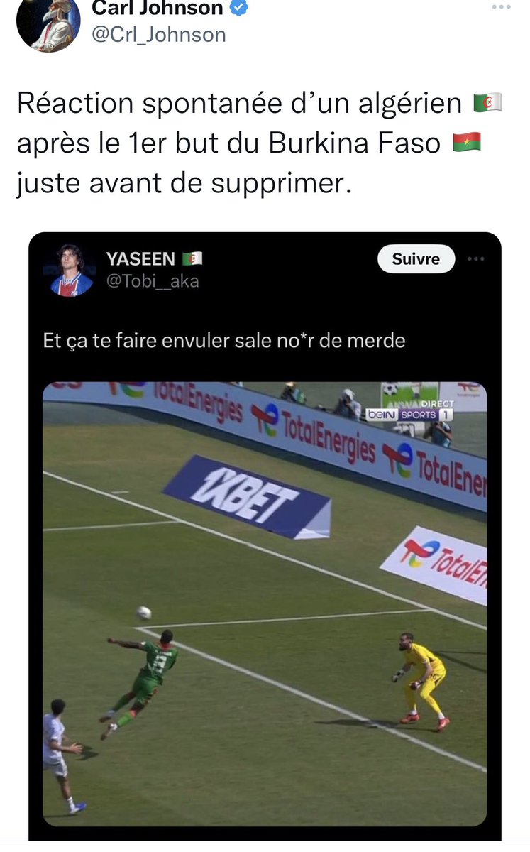 Lla637034's tweet photo. 🚨⚠️ Attention des plusieurs marocians 🇲🇦 se travestissent en algériens 🇩🇿pour balancer des propos racistes envers les subsahariens. Toujours relayés par khra Johnson le cinquententaire marocain🇲🇦pro de la fake news 🚨⚠️
#cotedivoire #Algerie #Maroc #France #can #CAN2023 #CAN2024 https://t.co/WOSKwl77J0