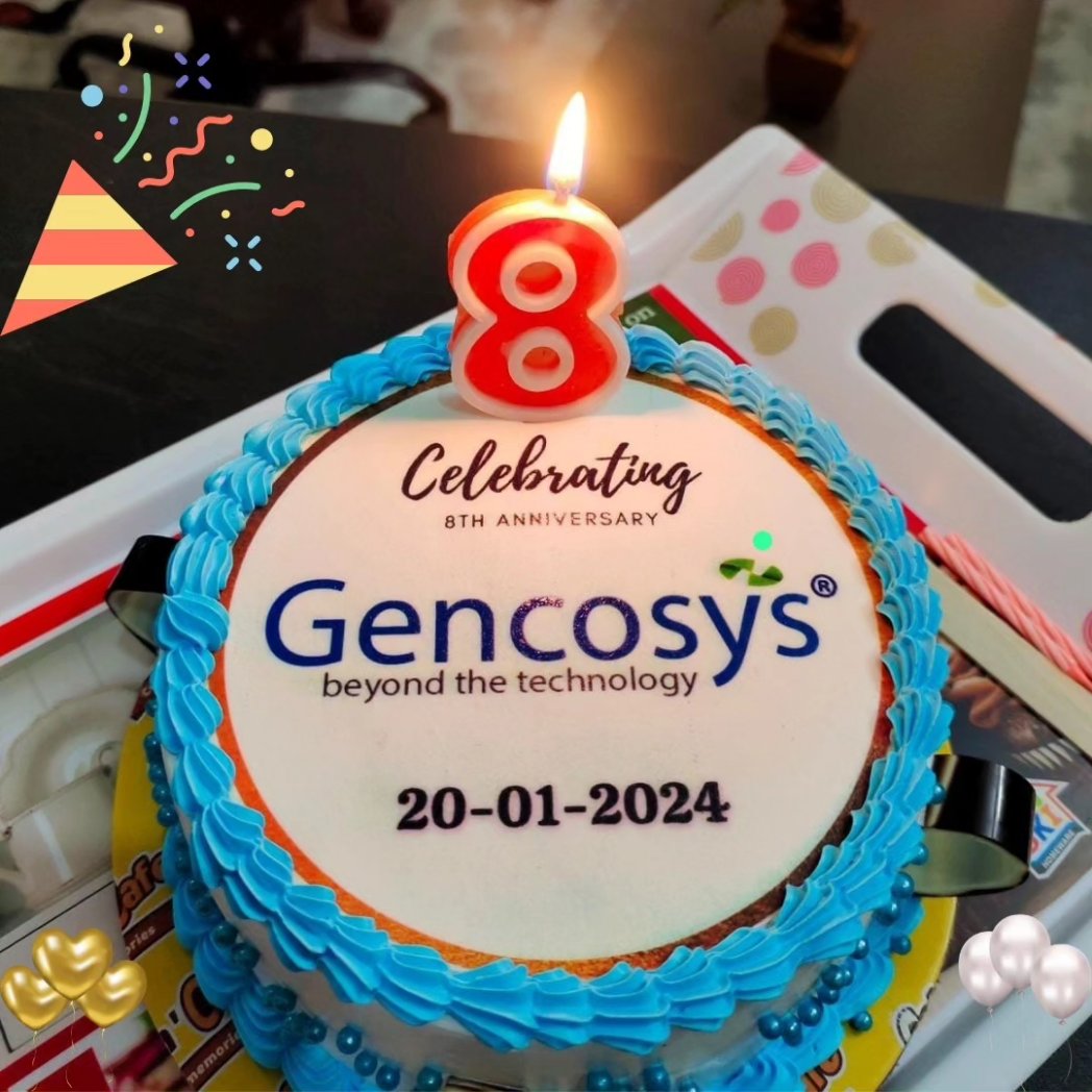 Gencosys's tweet photo. Celebrating 8 years of Gencosys! A journey marked by innovation, teamwork, and brilliance. From the first line of innovation to the latest breakthrough, the last eight years have been an incredible path. Cheers to many more years of achievements. 🎉 🍾#GencosysAnniversary https://t.co/Oxz3cahwC7