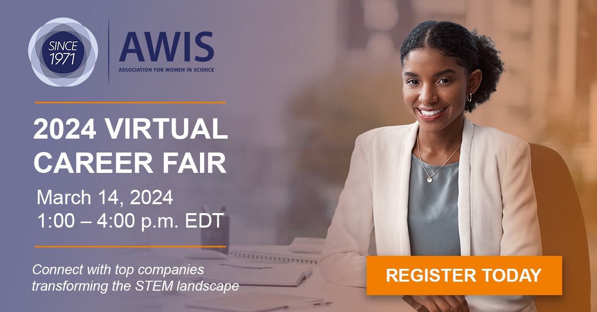 Looking to launch or advance your career in STEM? You can now register for the AWIS Career Fair, where you will be able to connect directly with company recruiters in private, one-on-one conversations. Registration is free! #WomenInScience #Careers app.brazenconnect.com/a/awis/e/rx5Rb