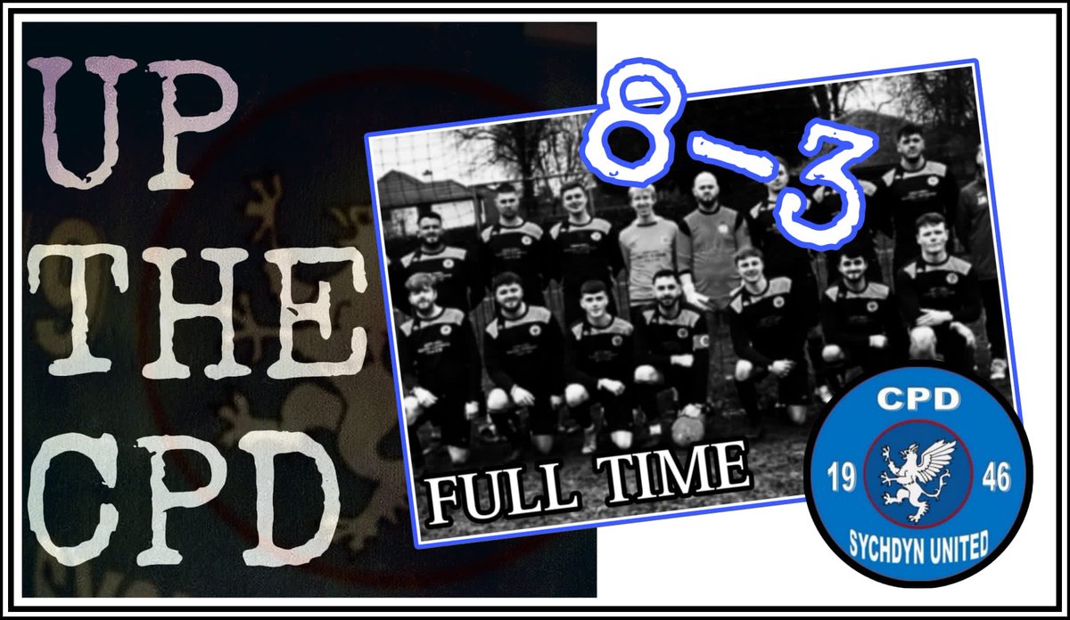 CPDSychdyn's tweet photo. RESULT ⚽️

Made it hard for ourselves at times today but wasn’t at our best and got 8 goals, shoutout to assistant manager Rhys Edwards getting the gloves on after 7 years wasn’t easy for him. 

@JoeMitch14  ⚽️⚽️⚽️⚽️
@KieranJones27 ⚽️⚽️ 
@Danmountstephe1 ⚽️
Jordan Walker ⚽️

CPD https://t.co/DoCnbmmtGv