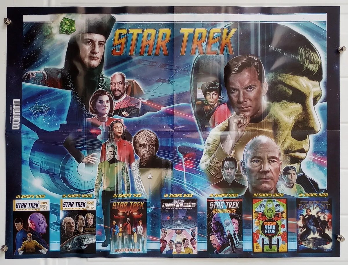 markmtz's tweet image. IDW published this 18x24-inch poster advertising Star Trek comics collections released in 2023. It's a nice poster. I don't know when or where it was first released.