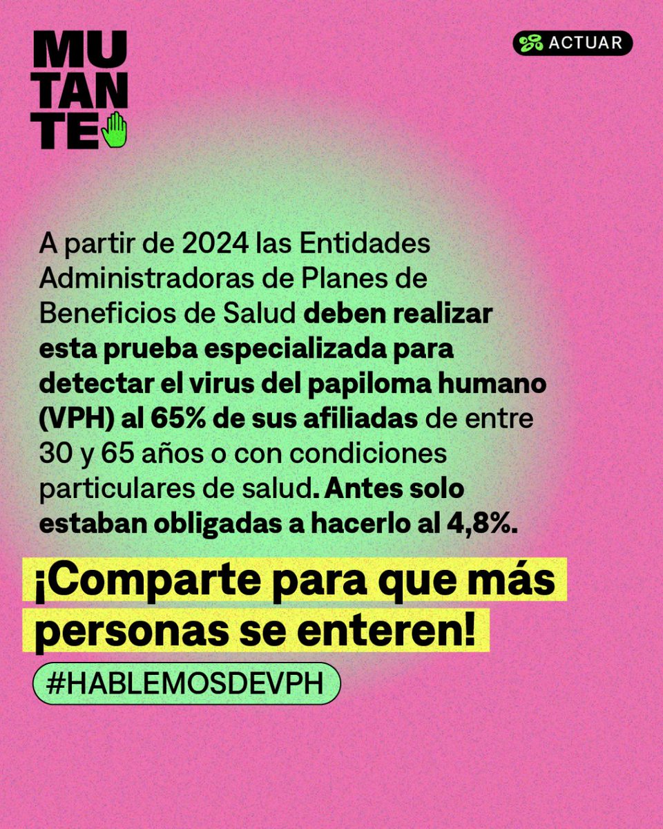 MutanteOrg's tweet image. ¡Es un avance enorme! 🤯

👆🏽 Acudamos a realizarnos el examen. Es la mejor forma de prevenir enfermedades asociadas al virus del papiloma humano y cuidar nuestra salud.

¡Cuéntale a tus amigas! 💥

#HablemosDeVPH