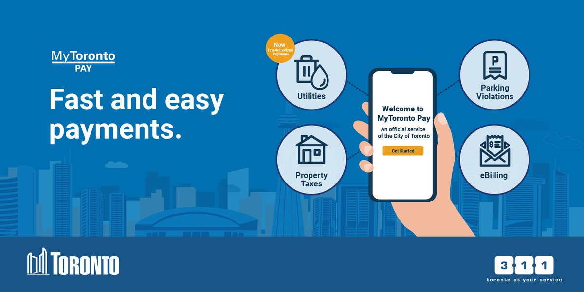 No more waiting in lines! MyToronto Pay is here to make your life simpler! Pay your #CityOfTO property taxes, utility bills, and parking violations online effortlessly. Get started at toronto.ca/mytorontopay
