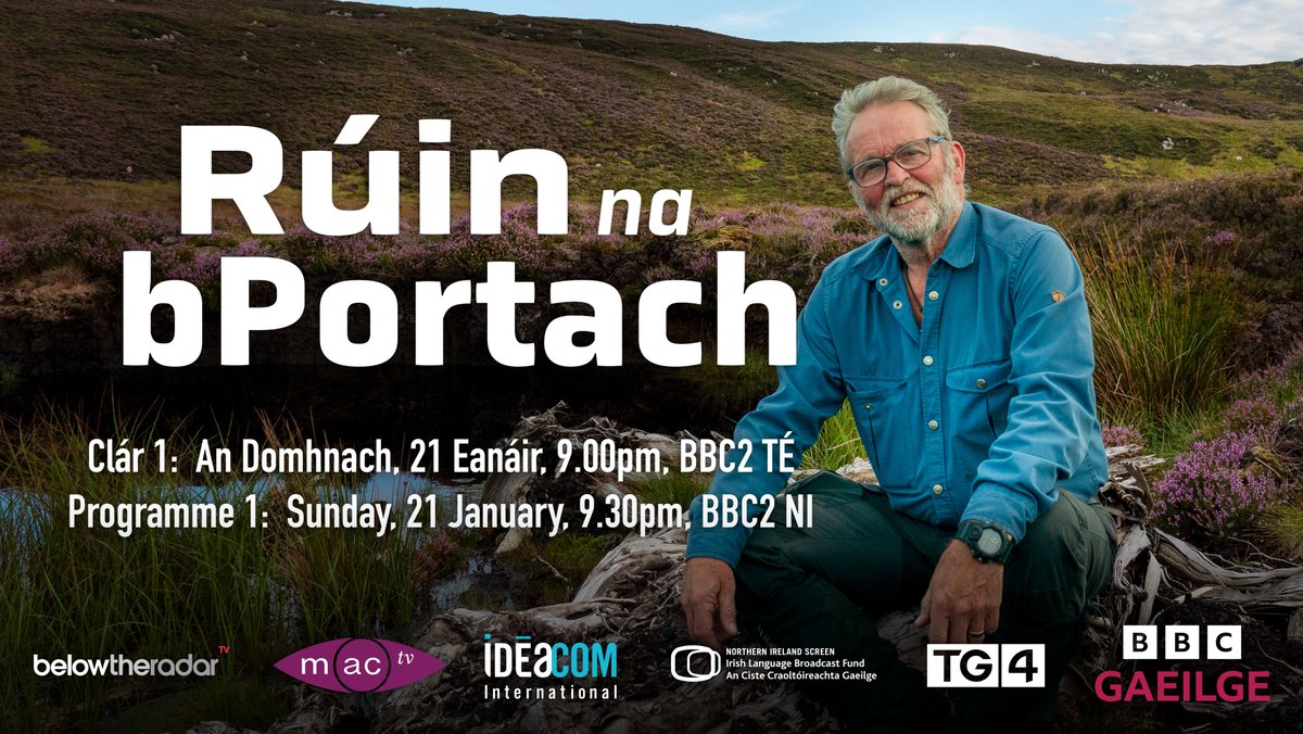 Below The Radar TV (@btradartv) on Twitter photo Craolfar Rúin na bPortach ar BBC2 TÉ ón Domhnach seo | Our series about the peatlands of Ireland & the world will broadcast on BB2 NI from Sunday at 10pm.
Faightear spléachadh i gclár 1 ar fiadhúlra agus cultúr na portaigh 🎶 <a href="/bbcgaeilge/">BBC GAEILGE</a> @bbcnireland <a href="/NIScreen/">Northern Ireland Screen</a> #bog #documentary Craolfar Rúin na bPortach ar BBC2 TÉ ón Domhnach seo | Our series about the peatlands of Ireland & the world will broadcast on BB2 NI from Sunday at 10pm.
Faightear spléachadh i gclár 1 ar fiadhúlra agus cultúr na portaigh 🎶 <a href="/bbcgaeilge/">BBC GAEILGE</a> @bbcnireland <a href="/NIScreen/">Northern Ireland Screen</a> #bog #documentary
