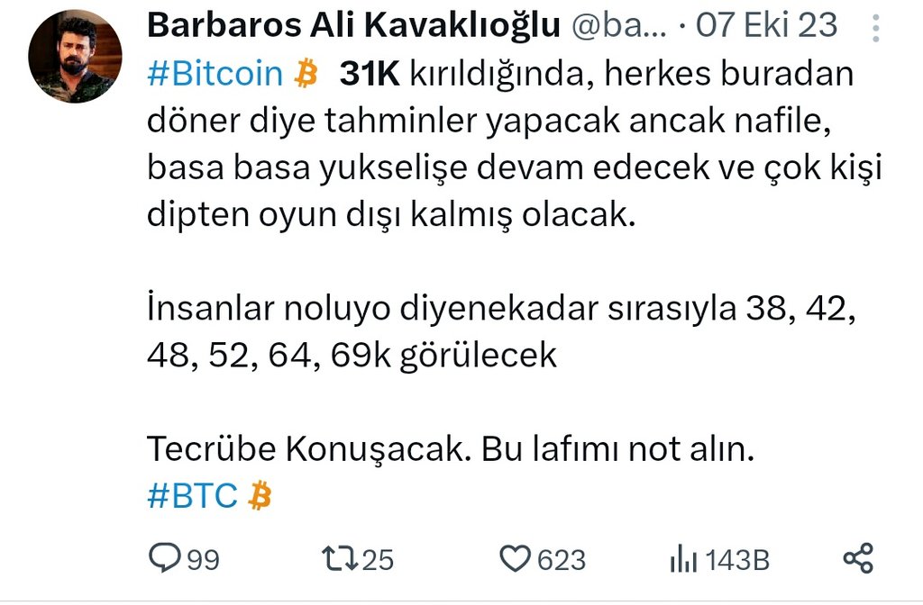 barbosacoin's tweet photo. BANA SEN KİMSİN DİYENLER?

Ben senin Hayran olduklarının bile hayal ettiğini başarmış kişiyim

Resimdeki tweeti attığım tarihte herkes dip bekliyordu #BTC

48k ya kadar sıralı hedefler geldi mi?

48k dan 40k ya düşüş dedim geldimi?

BİR DAHA TANIMADIĞIN BİRİSİNE SEN KİMSİN DEME‼️ https://t.co/u2yK0rA3JV