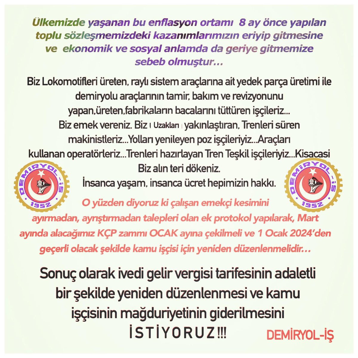 Halilozlu10's tweet photo. #İşçiye15BinSeyyanen
#İsciyiyoksayma https://t.co/1cujXarmqD