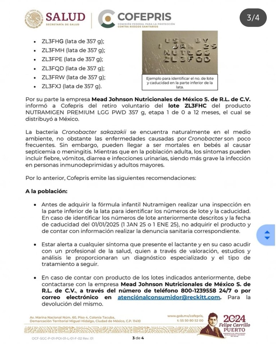 nutripedbm's tweet photo. Con información  vía @LigaDeLaLecheMX  les comparto  que  Cronobacter sakazakii ataca de nuevo https://t.co/JsuMEUdFIE