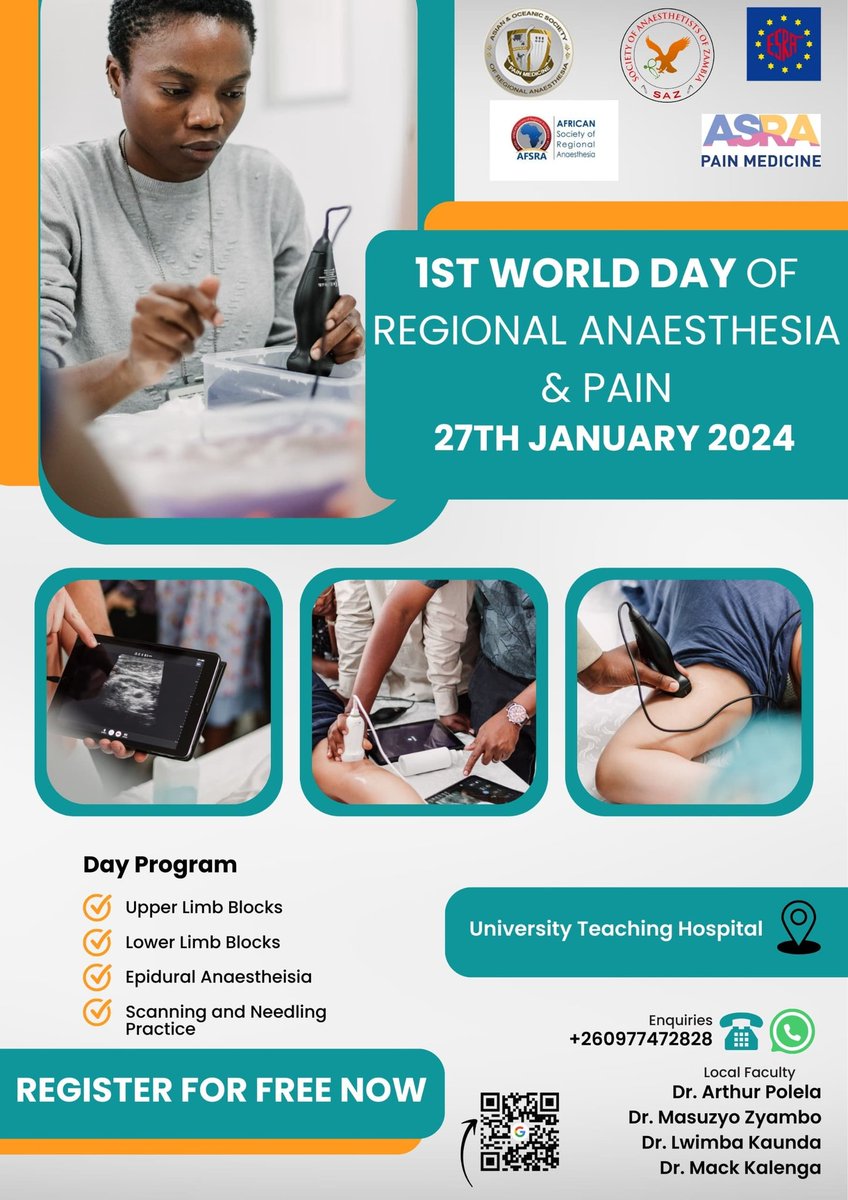 Lusaka is excited to join the rest of the world on the 1st World Regional Anaesthesia day... We decided to go back to the basics and we'll focus on our new residents, giving them an early head start pain management.