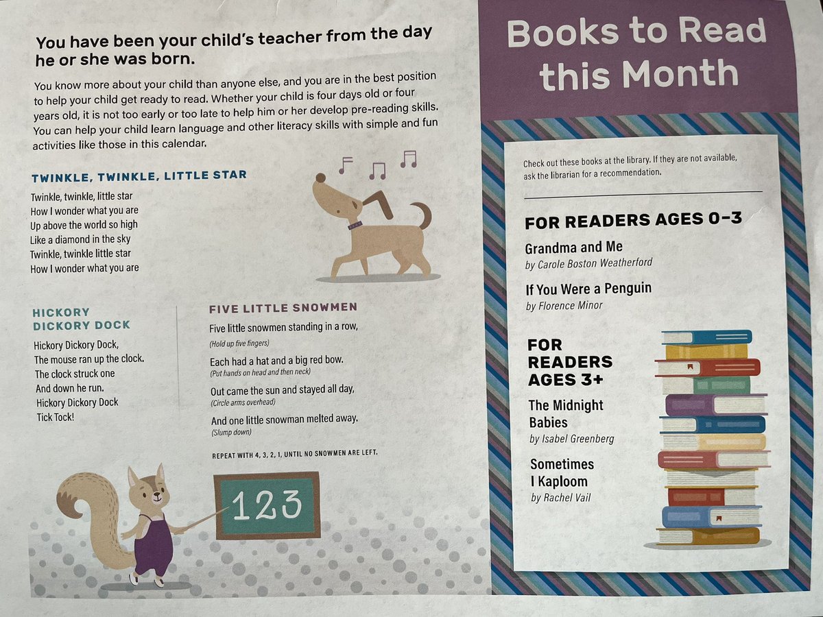 Love that @nmstatelibrary  makes these available to families every month: daily #literacy activities, #songs, & book recommendations for #PreK. ❤️📚❤️🙌🏻
