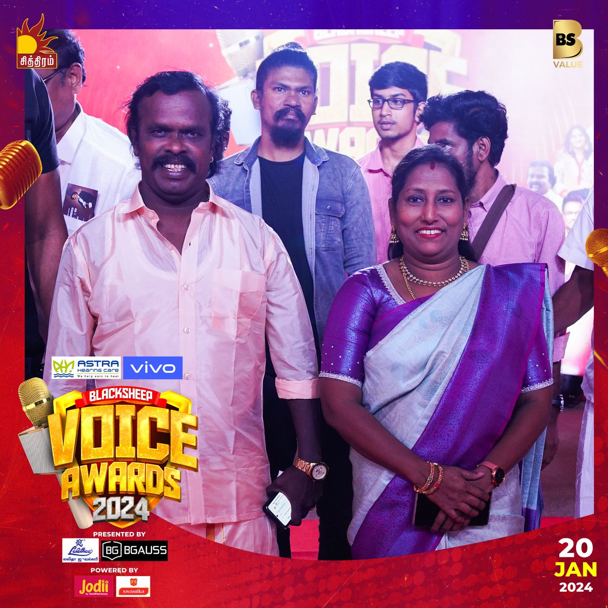 Welcome Antony daasan and Rita..!💥. . Title Sponsor : #AstraHearingCare #Vivo Presented by : #LalithaaJewellery #BGauss Powered By : #Jodii #Swastika. . #BlacksheepVoiceAwards2024 #blacksheepvoiceawards #Blacksheep #bsvalue #antonydas #antonydassinger #blacksheepstudios