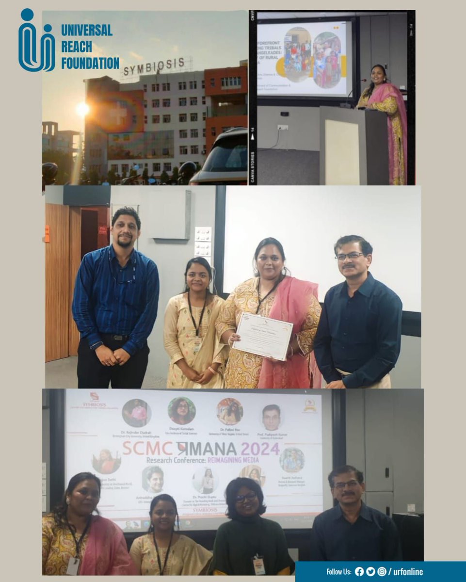 urfonline's tweet photo. Dr. Amrin Moger, alongwith Poonam Kuril (Research Scholar- DCJ and Coordinator- URF) presented their research titled 'NGOs at the forefront in Empowering Tribals through Changeleaders': A Case Study of Rural Maharashtra' at an international conference at Symbiosis University Pune https://t.co/j6O3nb55F1
