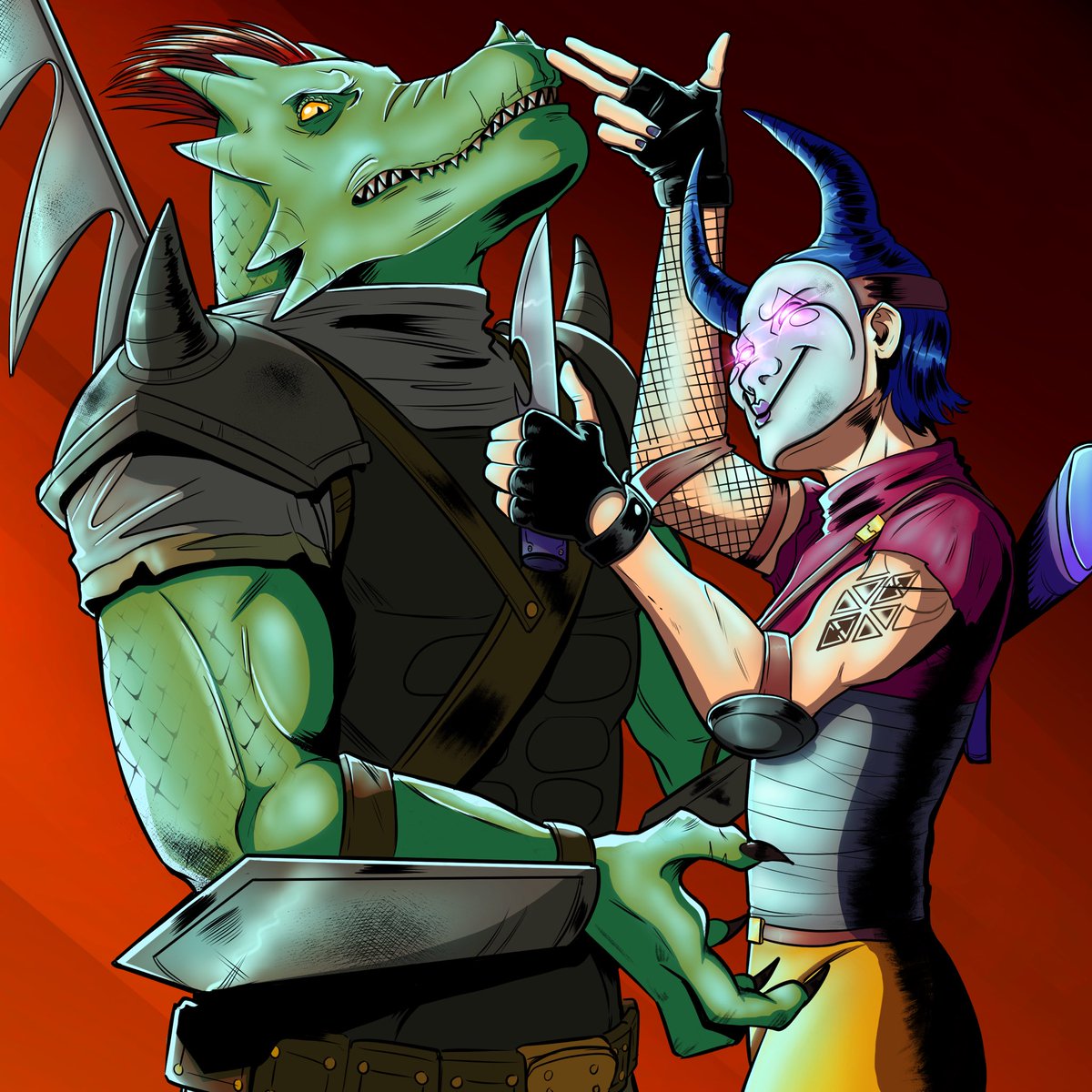 UNITEDComic's tweet photo. @Rchrismoses Torn between our chaotic Diva or dino brute Reks 🤡 🦖 https://t.co/DVXRcWkxn1