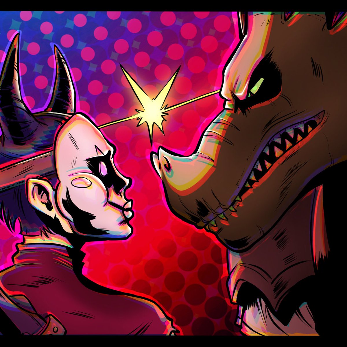 UNITEDComic's tweet photo. @Rchrismoses Torn between our chaotic Diva or dino brute Reks 🤡 🦖 https://t.co/DVXRcWkxn1