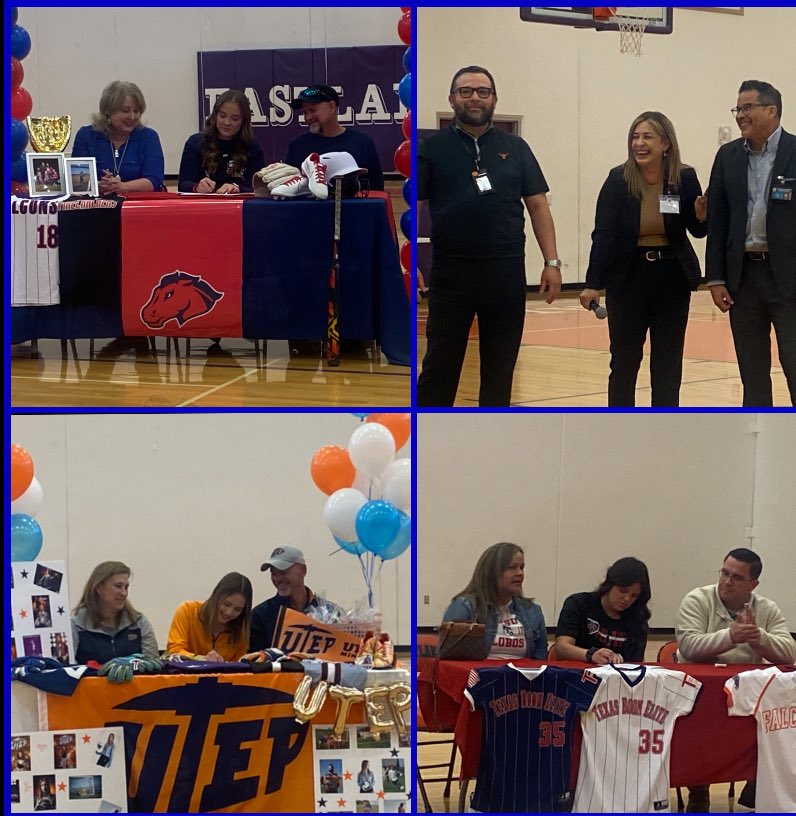 College Signings at @Eastlake_HS yesterday. 3 young student athletes making their college decisions. Congrats to @TomiParham_2024 🥎 @USW_Softball @_AndreaApo35 🥎 @SRSU_Softball & @DanicaGuzman9 ⚽️ @UTEPSoccer. Best of luck ladies.