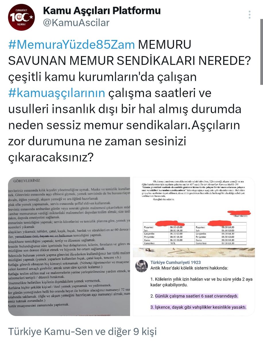 <a href="/_aliyalcin_/">Ali YALÇIN</a> Sayın <a href="/_aliyalcin_/">Ali YALÇIN</a> Kamu kurumlarında çeşitli zorluklarla pençeleşen #kamuaşçıları için ne zaman adalet çağrısında bulunmayı düşünüyorsunuz? Mesleğimizin yeri olan teknik hizmetler sınıfında yer almamız gerekiyor.Bizim içinde adalet istiyoruz.Yetkililer sessiz.