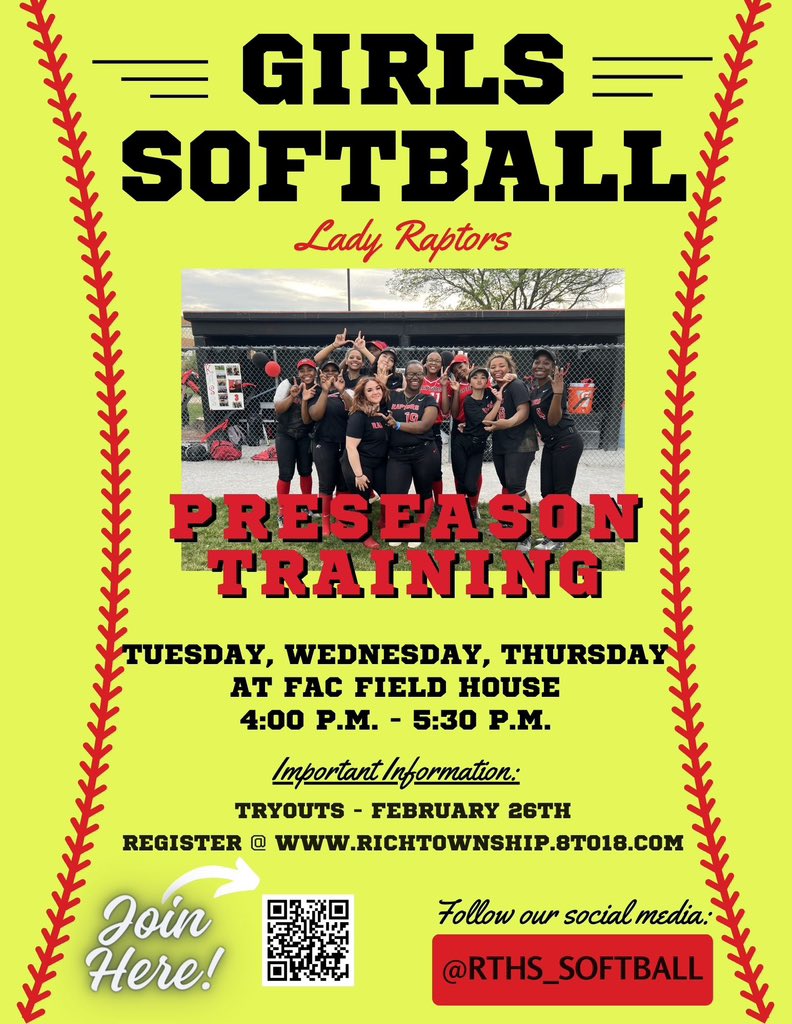 Let’s keep the training going ladies! Hard work now prepares you for the season 💪🏽🥎❤️🖤