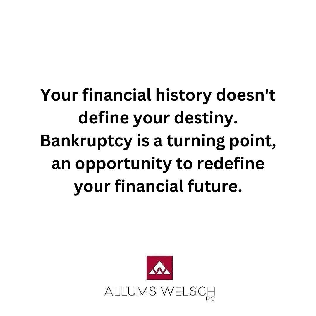 allumslaw's tweet photo. Your financial history doesn't dictate your destiny. Bankruptcy serves as a turning point, offering the chance to redefine and shape a brighter financial future.

#bankruptcy #bankruptcylawyer #bankruptcyattorney https://t.co/rtcQ6eUF0L