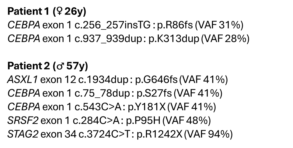 The classification of #AML with #CEBPA mutations has become more complicated with the #ICC and #WHO 2022 updates.

🧑‍⚕️Here are the results of 2 patients with AML and CEBPA mutations in my NGS series today.