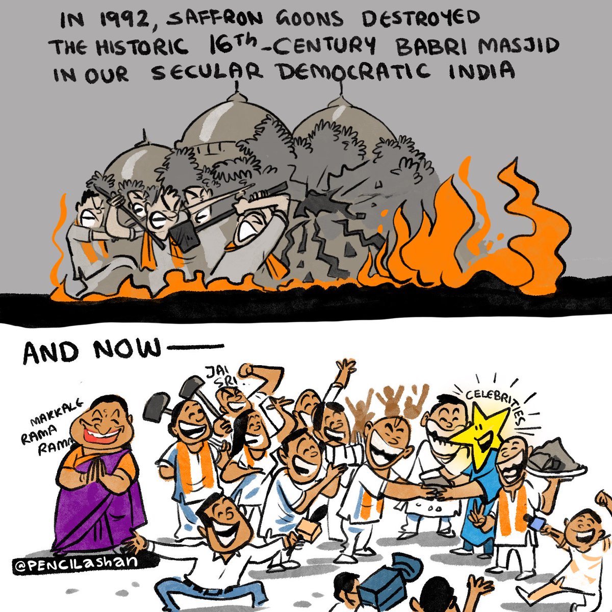 pencilashan's tweet photo. I am not among those who are proud of building the ‘Vote-Bank Temple’ by demolishing the Masjid 

#babrimasjid #india #indiansecularism #secularindia #indians #saveindia #votebank #votebankpolitics #votepolitics #ayodhya https://t.co/umxketw6UW