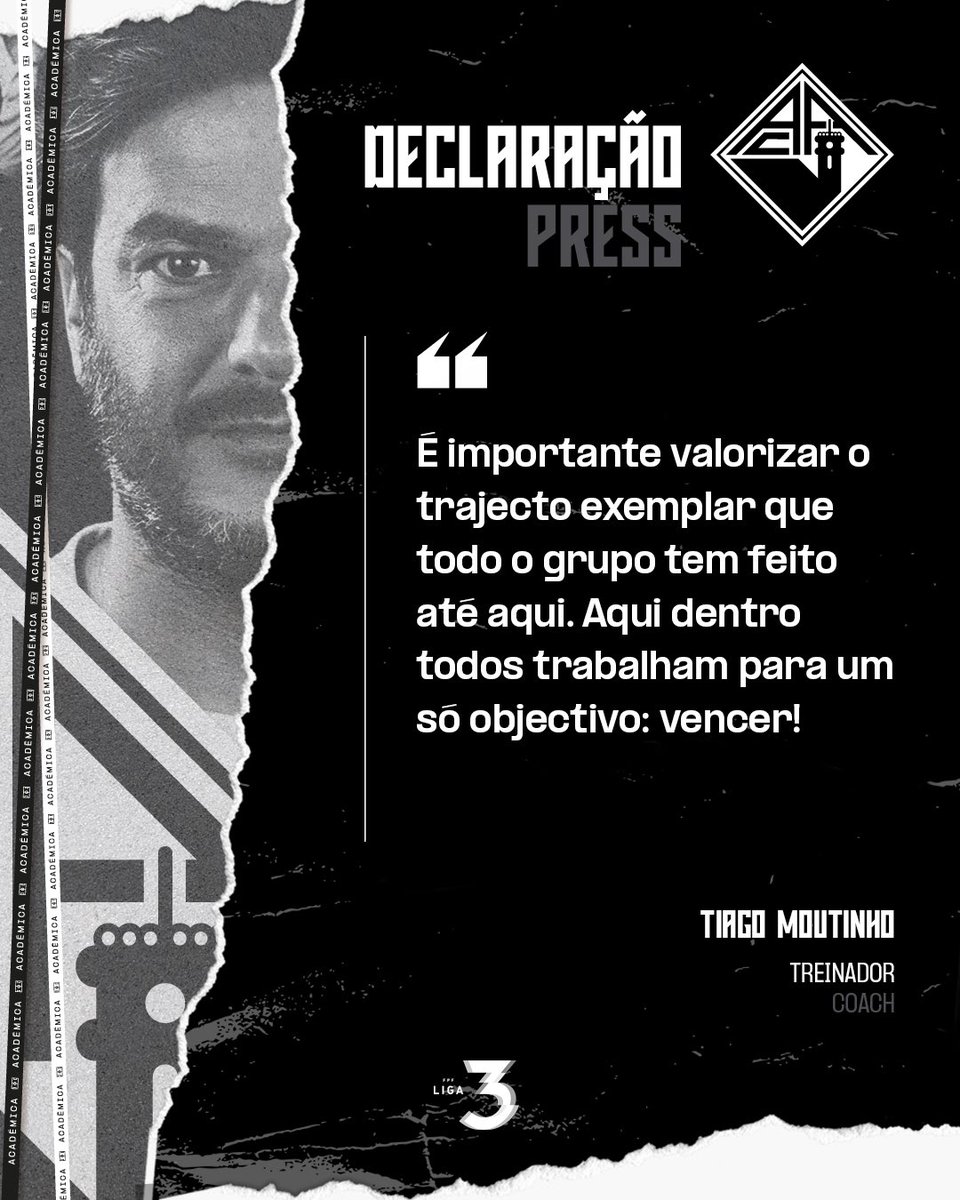 academicaoaf's tweet photo. As palavras de antevisão do treinador Tiago Moutinho ao jogo de manhã, frente ao SC Covilhã.
#SCCAAC #PuroFutebol https://t.co/rH9Cv6dABa