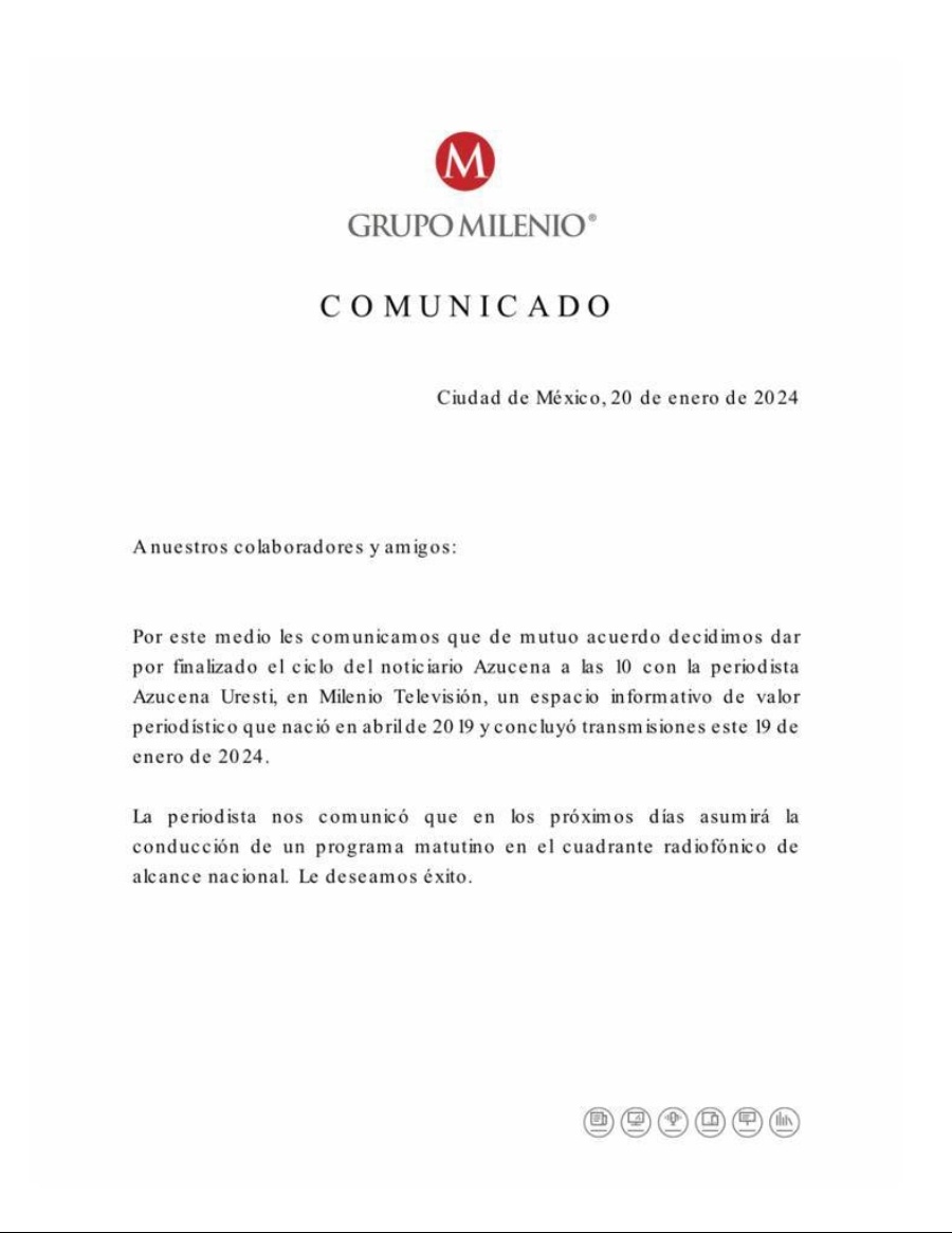 cesargutipri's tweet photo. Utilizar la salida de @azucenau de @Milenio para atacar al presidente y llamarlo dictador es el claro ejemplo de la perversión política por crear una narrativa falsa de autoritarismo. 
Cuando la mayoría de los medios de comunicación nacionales atacan a su gobierno todos los días sin ninguna restricción.
Pero al darse el cambio de la periodista de Milenio a Fórmula, será la prueba más clara de que esa narrativa es falsa y que solo se buscó inventar de forma perversa una salida, por un supuesto veto presidencial, ya que sería ilógico censurar a una periodista de un canal de cable para llevarla a un programa abierto con alcance a nivel nacional.
En las próximas semanas lo veremos.