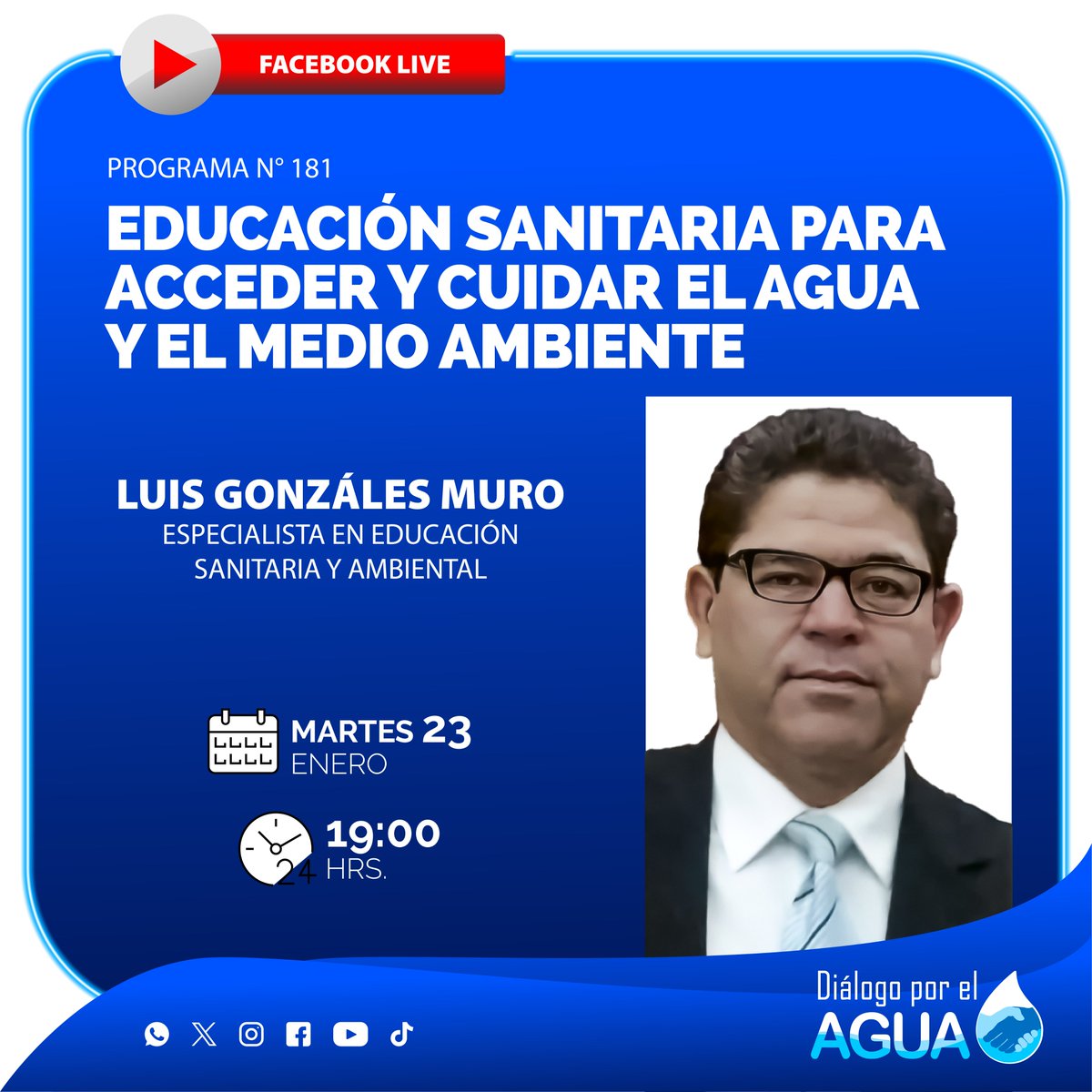 DialogoporAgua's tweet photo. #Programa181 El Lic. Luis Gonzales, especialista en Educación Sanitaria y Ambiental, nos  compartirá su experiencia y conocimientos sobre cómo podemos contribuir al bienestar de nuestro planeta a través de prácticas educativas que promueven la sostenibilidad y la conservación. 🌍 https://t.co/yayax4VfQT