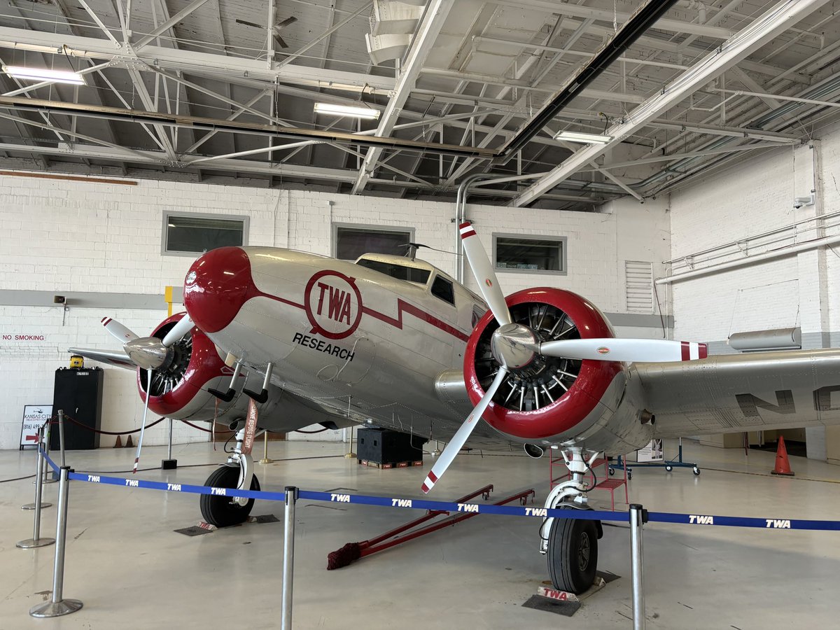 ByERussell's tweet photo. The @TWAMuseum at @FlyMKC is a great little museum! Lots of #TWA memorabilia, an Electra, and lots of training equipment that the kids loved. #avgeek https://t.co/EPMO9p7z2o