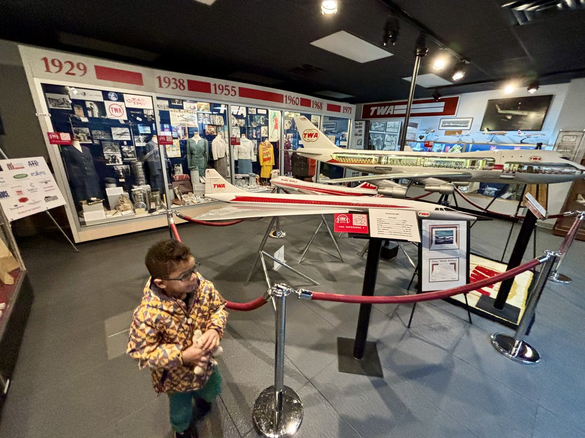 ByERussell's tweet photo. The @TWAMuseum at @FlyMKC is a great little museum! Lots of #TWA memorabilia, an Electra, and lots of training equipment that the kids loved. #avgeek https://t.co/EPMO9p7z2o