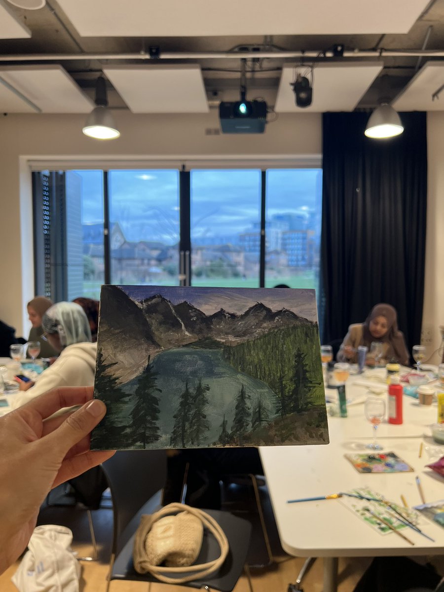 Our Sip & Paint session was so much fun today! Attendees were guided step by step on how to paint a natural landscape 🎨 @PoplarUnion