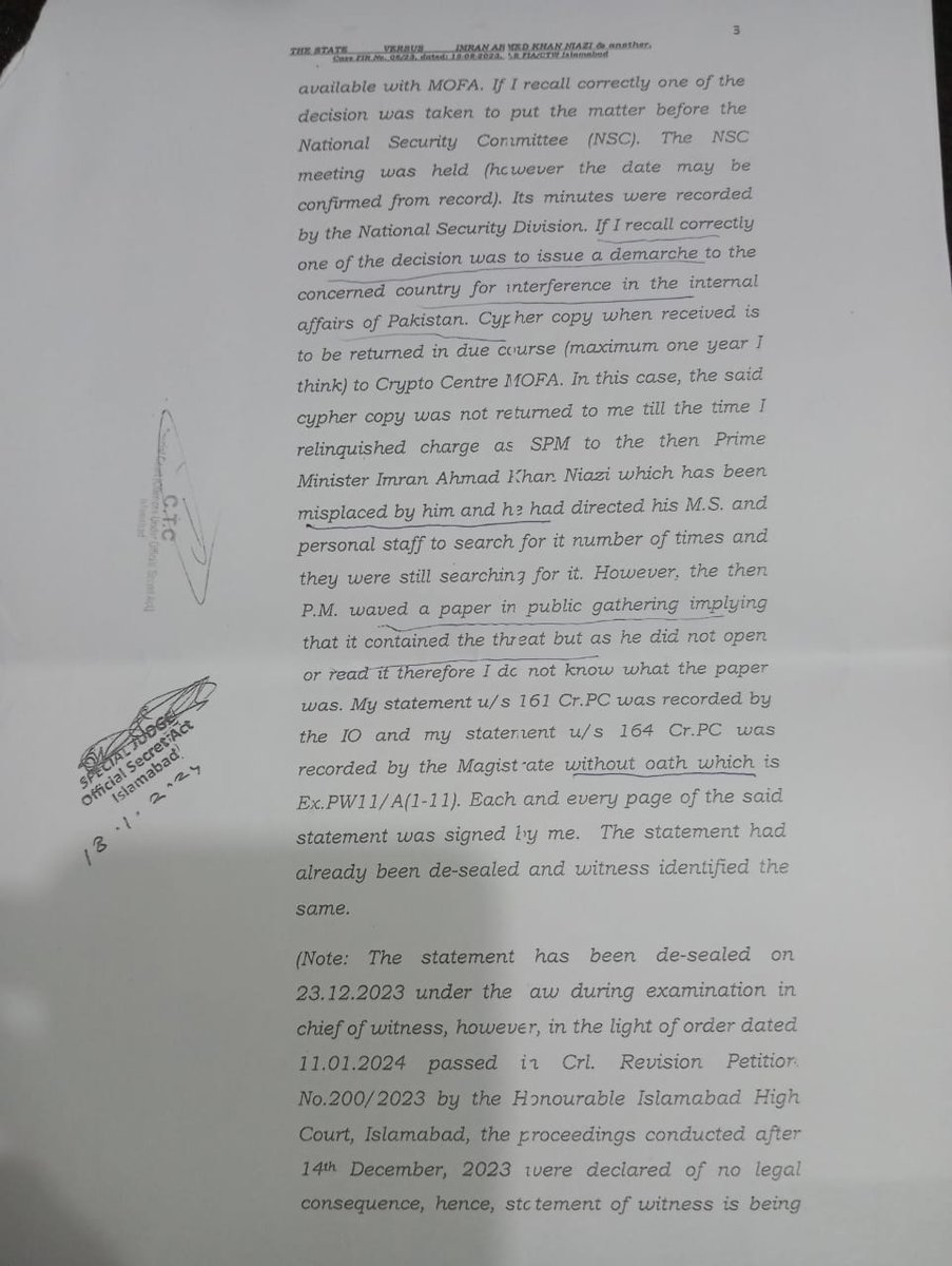 worqas's tweet photo. Azam Khan has considerably toned down his statement against IK in the cypher case, there isn't much left in the case now. Also, it is very interesting that Azam Khan admits that the cypher was stolen from the PM's office. IK said the same in leaked audio (next tweet) https://t.co/mONuE1MAcP