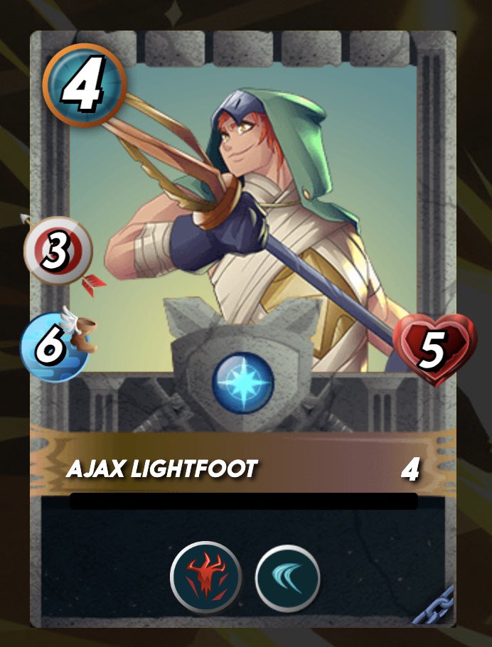 TomKrochock's tweet image. Ajax Lightfoot got even lighter feet today with some dodge added! @splinterlands #Gladius #Brawls #Web3 #PlayAndEarn #KnightsUnited