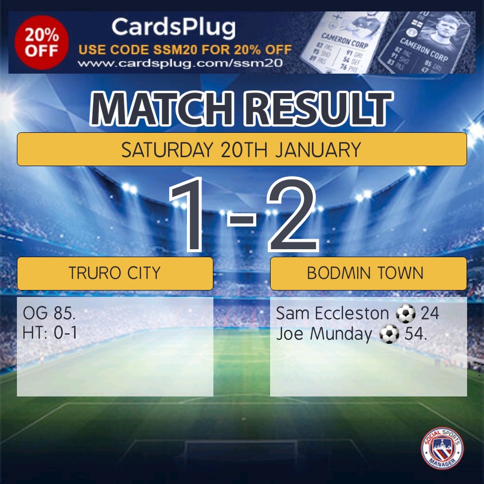 This Afternoon's 1st Team Match Result.