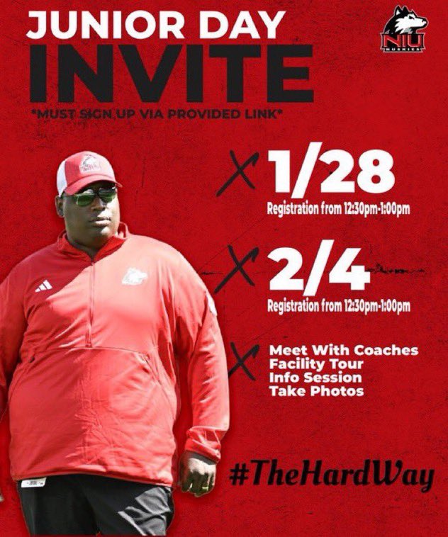 Thank you <a href="/CoachGigli/">Jordan Gigli</a> for the Junior Day invite and for coming to my school. Can’t wait to come check out the campus 2/4 <a href="/NIU_Football/">NIU Football</a>! <a href="/Coach_B_Johnson/">Coach Johnson</a> <a href="/CoachGardnerOL/">Geoff Gardner</a> <a href="/EDGYTIM/">Timothy “EDGYTIM” OHalloran</a> <a href="/PrepRedzoneIL/">Prep Redzone Illinois</a> <a href="/DeepDishFB/">DEEP DISH FOOTBALL</a> <a href="/NIUCoachHammock/">Thomas Hammock</a>
