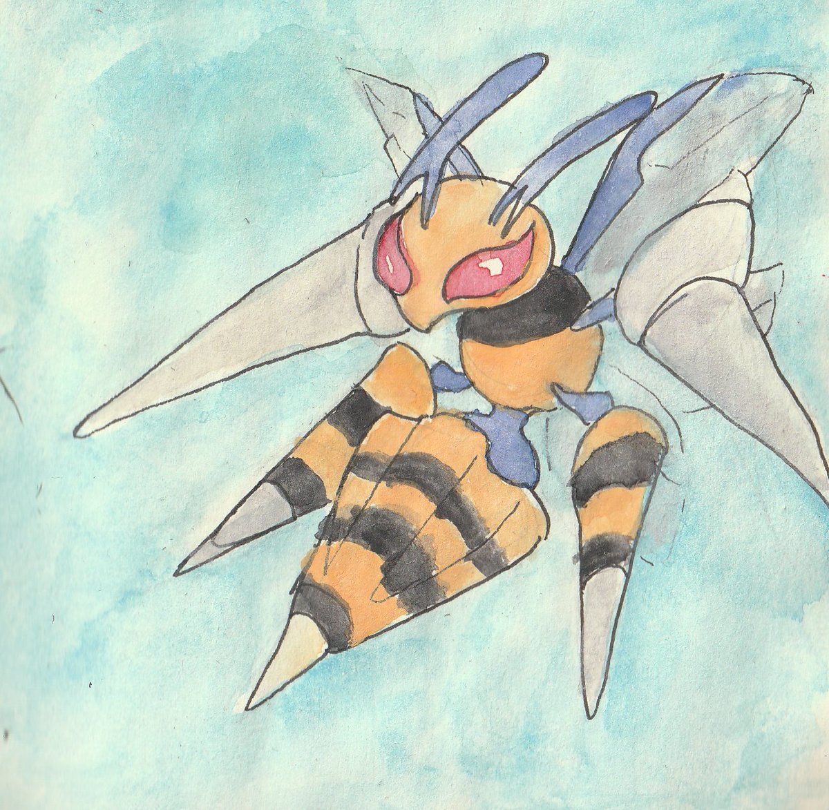 CiudadCicatriz's tweet photo. #acuarela #watercolor #pokemon #pokémon #beedril #bugtype #poisontype #ポケモン #スピアー https://t.co/qrWxFrfIyB