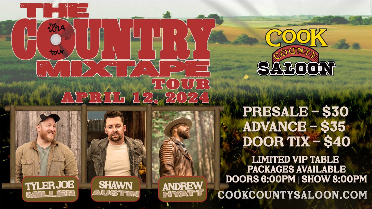CISN Country 103.9 (@cisncountry) on Twitter photo 8⃣3⃣ days to <a href="/CISNCountry/">CISN Country 103.9</a>💋welcomes <a href="/tylerjoemiller/">Tyler Joe Miller</a>, <a href="/TheShawnAustin/">Shawn Austin</a> and <a href="/AndrewHyattBand/">Andrew Hyatt</a>.
The Country Mixtape Tour April 12 2024 <a href="/CookSaloon/">Cook County Saloon</a>.
Buy tickets: cookcountysaloon.com/the-country-mi…
Win🆓Tickets ⤵️⤵️⤵️
✅➡️➡️➡️ cisnfm.com/contest/17496/… 8⃣3⃣ days to <a href="/CISNCountry/">CISN Country 103.9</a>💋welcomes <a href="/tylerjoemiller/">Tyler Joe Miller</a>, <a href="/TheShawnAustin/">Shawn Austin</a> and <a href="/AndrewHyattBand/">Andrew Hyatt</a>.
The Country Mixtape Tour April 12 2024 <a href="/CookSaloon/">Cook County Saloon</a>.
Buy tickets: cookcountysaloon.com/the-country-mi…
Win🆓Tickets ⤵️⤵️⤵️
✅➡️➡️➡️ cisnfm.com/contest/17496/…