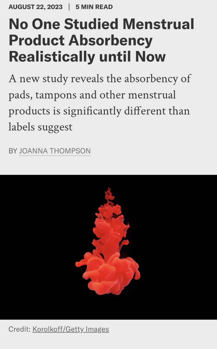 ask_aubry's tweet photo. It took until August 2023 for scientists to start studying actual blood with menstrual products. 😒 https://t.co/ffeXhsaXir