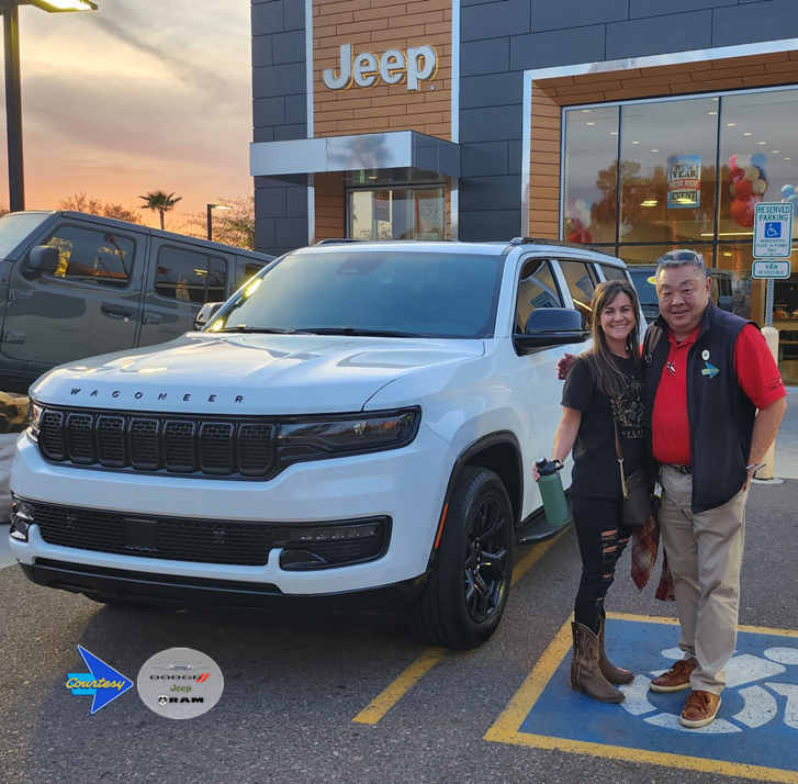 David &amp; Katie Baynes celebrated Katie's birthday 🎂🎁 with this new 2024 #JeepWagoneer #4X4, assisted by Andrew Mai. Interested in a quality #CourtesyCDJRSuperstitionSprings vehicle, call Andrew at 480-569-2991. #TheCourtesyWay #CourtesyCDRAZ #Wagoneer #Jeep #JeepLife #Mai4 ...