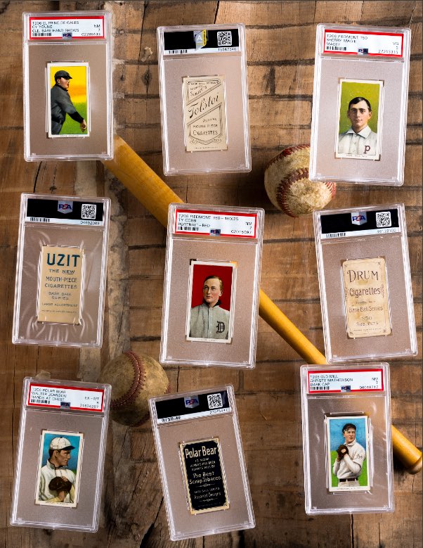 Heritage_Sport's tweet photo. "The Beautiful Monster” collection in our current auction is a T206 set of unrivaled visual quality featuring some of The Hobby’s most iconic cards &amp; toughest ad backs

All 520 will find new homes next week
 
Click below to claim your piece of The Monster
https://t.co/srJy2XgcHE https://t.co/q89fDARd46