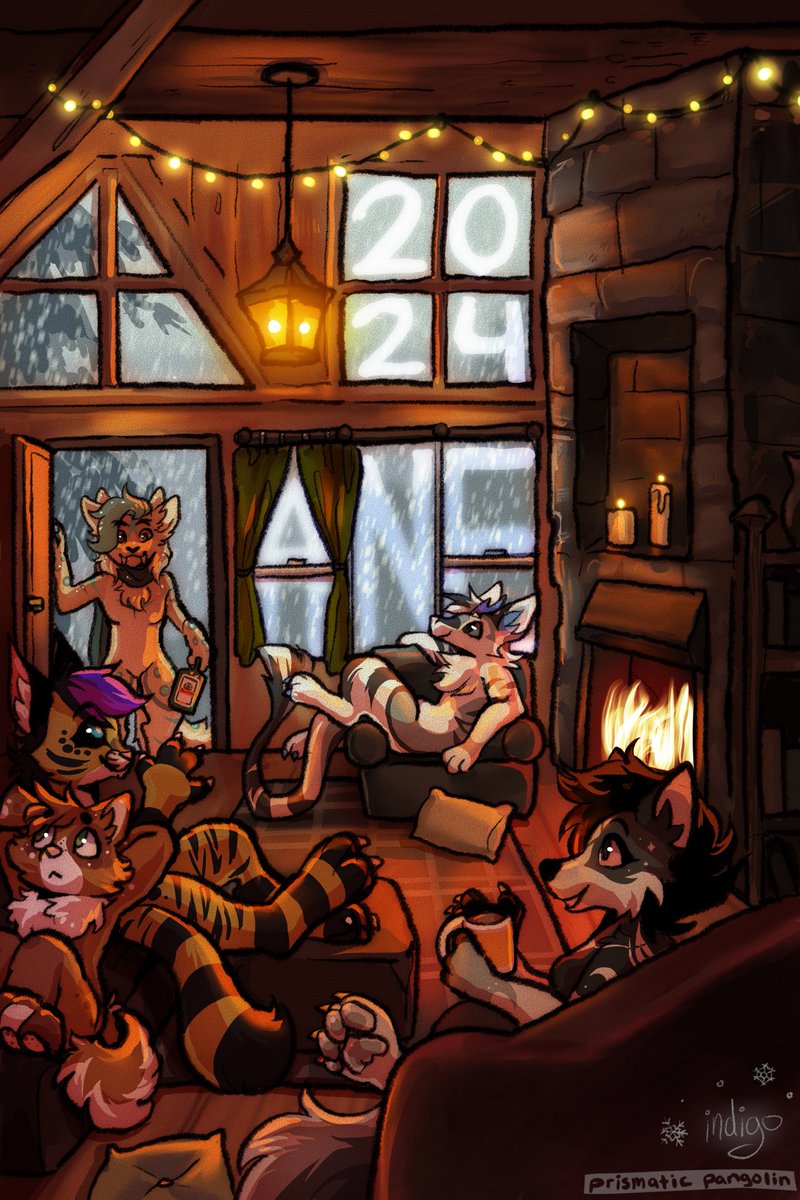FunnyDogThing's tweet photo. Snowed in with my favorite dog people this #ANE2024

🎨: @prismapangolin 💜 https://t.co/GikZLOh5cp